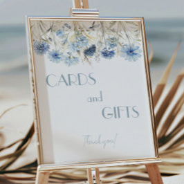 DUSTY Blue Hydrangea Baby shower Kaarten en gesche Poster