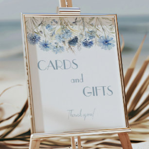 DUSTY Blue Hydrangea Baby shower Kaarten en gesche Poster