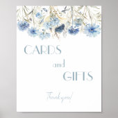 DUSTY Blue Hydrangea Baby shower Kaarten en gesche Poster (Voorkant)