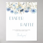DUSTY Blue Hydrangea Baby shower Luier Raffle Poster (Voorkant)