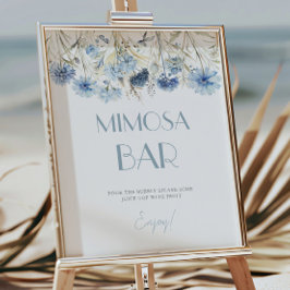 DUSTY Blue Hydrangea Baby shower Mimosa Bar Poster