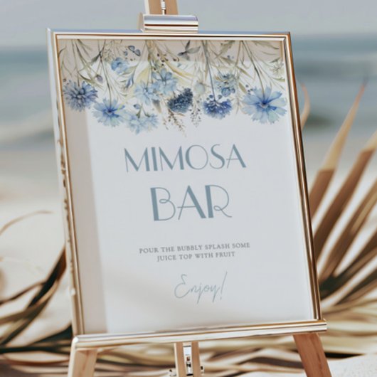 DUSTY Blue Hydrangea Baby shower Mimosa Bar Poster