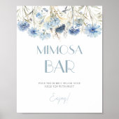 DUSTY Blue Hydrangea Baby shower Mimosa Bar Poster (Voorkant)