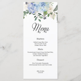 Dusty Blue Hydrangea Bloemen Bruiloft Menu