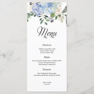 Dusty Blue Hydrangea Bloemen Bruiloft Menu