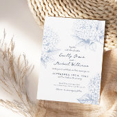 Dusty Blue Hydrangea Bloemenbruiloft Kaart