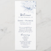 Dusty Blue Hydrangea Bloemenbruiloft Programmakaart (Voorkant)