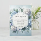 Dusty Blue Hydrangea Bloom Wedding Kaart (Staand voorkant)