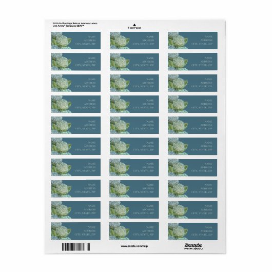 Dusty Blue Hydrangea Bouquet Etiket (Full Sheet)