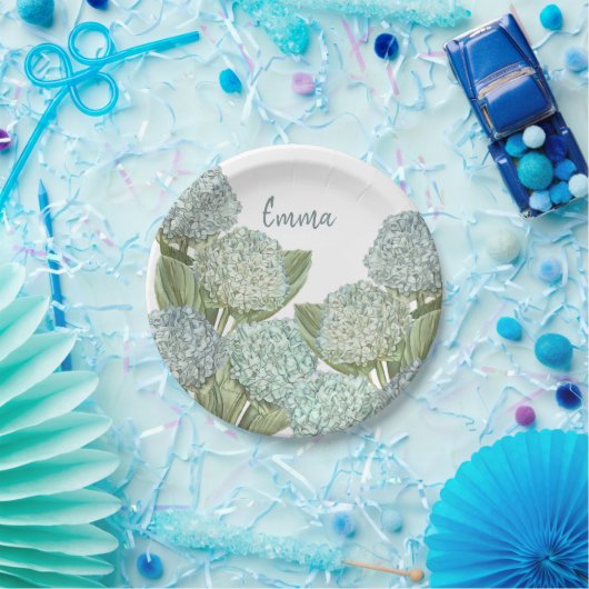 Dusty Blue Hydrangea Bouquet Papieren Bordje (Feest)