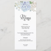 Dusty Blue Hydrangea Bruiloft Menu (Voorkant)