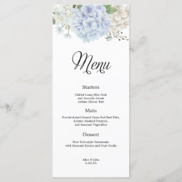 Dusty Blue Hydrangea Bruiloft Menu