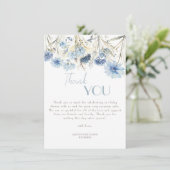 DUSTY Blue Hydrangea Elegant Baby shower Bedankkaart (Staand voorkant)