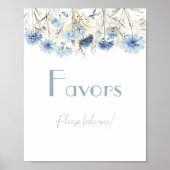 DUSTY Blue Hydrangea Elegant Baby shower Favors Poster (Voorkant)