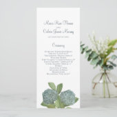 Dusty Blue Hydrangea Elegant Floral Ceremony Programmakaart (Staand voorkant)