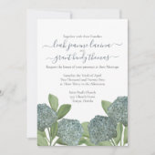 Dusty Blue Hydrangea Elegant Summer Floral Wedding Kaart (Voorkant)
