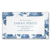 Dusty Blue Hydrangea Elegante makelaar Magnetisch Visitekaartje (Voorkant)