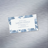 Dusty Blue Hydrangea Elegante makelaar Magnetisch Visitekaartje (Voorbeeld)