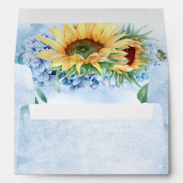 Dusty Blue Hydrangea en Yellow Sunflower Elegant Envelop