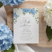 Dusty Blue Hydrangea Floral Baby shower Kaart