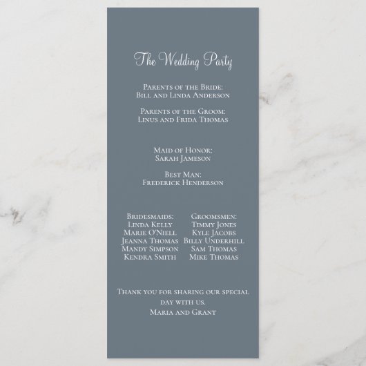 Dusty Blue Hydrangea Floral Elegant Ceremony Programmakaart (Achterkant)