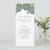 Dusty Blue Hydrangea Floral Elegant Ceremony Programmakaart (Staand voorkant)