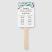 Dusty Blue Hydrangea Floral Wedding Program Fans Handwaaier (Achterkant)