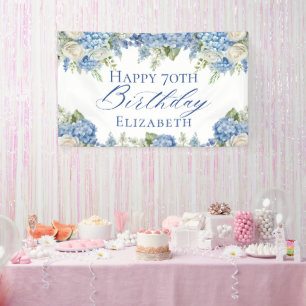 Dusty Blue Hydrangea Flowers Rozen Happy Birthday Spandoek