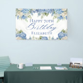 Dusty Blue Hydrangea Flowers Rozen Happy Birthday Spandoek (Beurs)