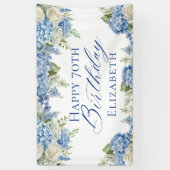 Dusty Blue Hydrangea Flowers Rozen Happy Birthday Spandoek (Verticaal)