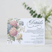 Dusty Blue Hydrangea Flowers Wedding Informatiekaartje (Staand voorkant)