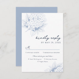 Dusty Blue Hydrangea Meal Options RSVP Card