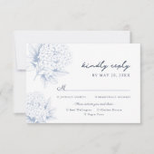 Dusty Blue Hydrangea Meal Options RSVP Card (Voorkant)