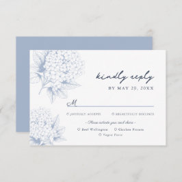Dusty Blue Hydrangea Meal Options RSVP Card
