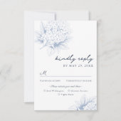 Dusty Blue Hydrangea Meal Options RSVP Card Kaartje (Voorkant)