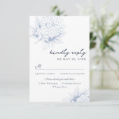 Dusty Blue Hydrangea Meal Options RSVP Card Kaartje (Staand voorkant)