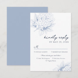 Dusty Blue Hydrangea Meal Options RSVP Card Kaartje