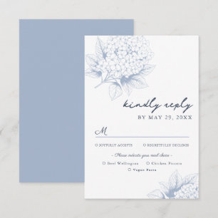 Dusty Blue Hydrangea Meal Options RSVP Card Kaartje