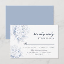Dusty Blue Hydrangea Meal Options RSVP Card