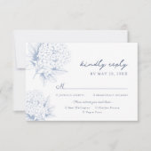 Dusty Blue Hydrangea Meal Options RSVP Card Kaartje (Voorkant)
