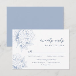 Dusty Blue Hydrangea Meal Options RSVP Card Kaartje