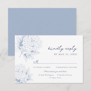 Dusty Blue Hydrangea Meal Options RSVP Card Kaartje