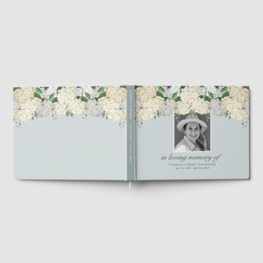 Dusty Blue Hydrangea Memorial Funeral Gastenboek (Volledig)