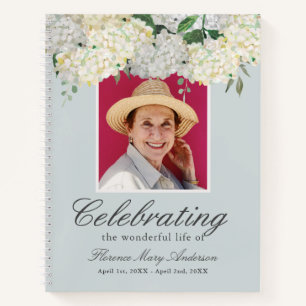 Dusty Blue Hydrangea Memorial Funeral Guest Book Notitieboek