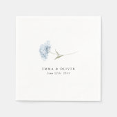 Dusty Blue Hydrangea Personalized Wedding Napkins Servet (Voorkant)