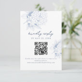 Dusty Blue Hydrangea QR Code RSVP Card Kaartje (Staand voorkant)
