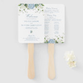 Dusty Blue Hydrangea Wedding Ceremony Program Handwaaier (Voorkant en achterkant)
