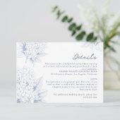 Dusty Blue Hydrangea Wedding Details Informatiekaartje (Staand voorkant)