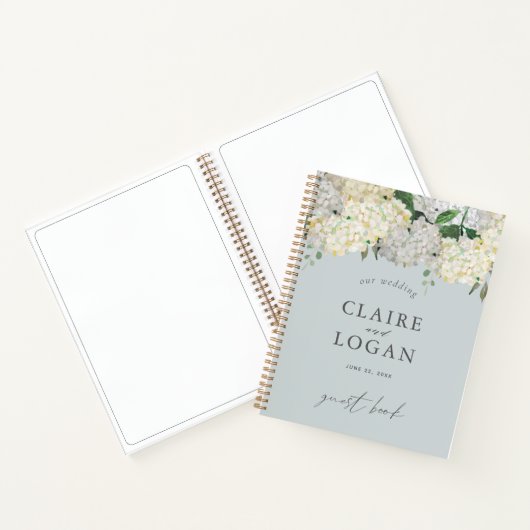 Dusty Blue Hydrangea Wedding Guest Book Notitieboek (Binnen)