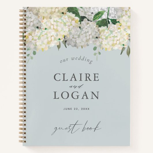 Dusty Blue Hydrangea Wedding Guest Book Notitieboek (Voorkant)